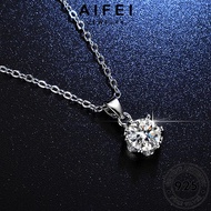 AIFEI JEWELRY 純銀項鏈 925 Perak Moissanite Korean Perempuan For Rantai Chain Women Silver Accessories Leher Sterling Simple Original Pendant Diamond Necklace N87