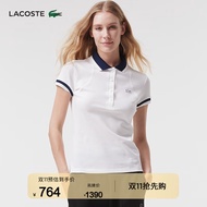 LACOSTE法国鳄鱼女装24夏季新款拼色休闲短袖T恤POLO衫|PF7205 EV0/白色 38 /165