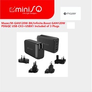 Mazer/M-GAN120W-BK/Infinite.Boost GAN120W PD&QC USB-CX3+USBX1 Included of 3 Plugs-BLACK