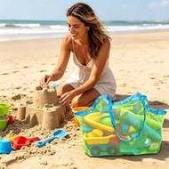 Large Mesh Beach Bag And Shopping Tote - Suitable For Toys, Towels, Sand - Ideal For Toys, Market, G