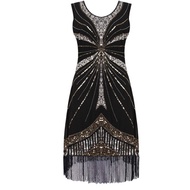 1920s Flapper Dress Vintage Gatsby Charleston Art Deco Sequin Fringe Costume