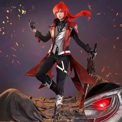 Game Genshin Impact Cosplay Diluc Cosplay Costume Red Dead of Night Genshin Impact Diluc Halloween U