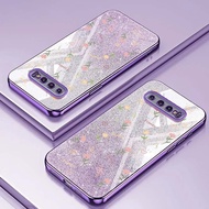 Casing Samsung Galaxy S10 S9 S8 Plus Flowers Fashion Glitter Powder Shockproof Silicone Phone Protective Case Cover