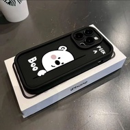 เคสโทรศัพท์มือถือ TPU ลายหมีขาวน่ารักทุกด้าน ไอโฟน11 For iPhone12 13 14 15Pro MAX X XS XR XS 6 7 8Plus SE2020เคสโทรศัพท์