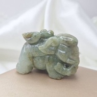 黃翡 元寶 發財 吉祥大象擺件 | 天然緬甸玉A貨翡翠