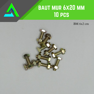 BAUT 10 + MUR PAKET 10 PCS BM 6X20(2CM) KUNCI 10