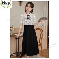 New Chinese Style Large Size Cheongsam Dress Suit Women Retro Sling Dress Slimmer Look Two-Piece Sui