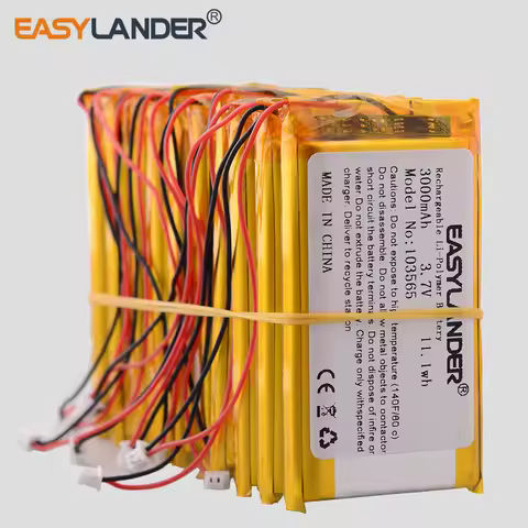 10pcs/Lot Silicone Wires 103565 103665 3.7V 3000mAh JST1.25 2P Li-Polymer Battery for console Miyoo 