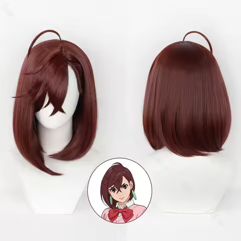 Momo Ayase Cosplay Wig Anime Dandadan Momo Ayase Short Wine Red Bobo Heat Resistant Synthetic Hair H
