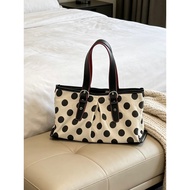 HIATUS Retro Polka Dot Simple Canvas Tote Bag Ancient Style Casual Lightweight Cloth Bag Japanese Li
