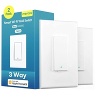 meross 3-Way Smart Switch 2 Pack, Memerlukan Wayar Neutral, Serasi dengan Apple HomeKit, Alexa, Hey 