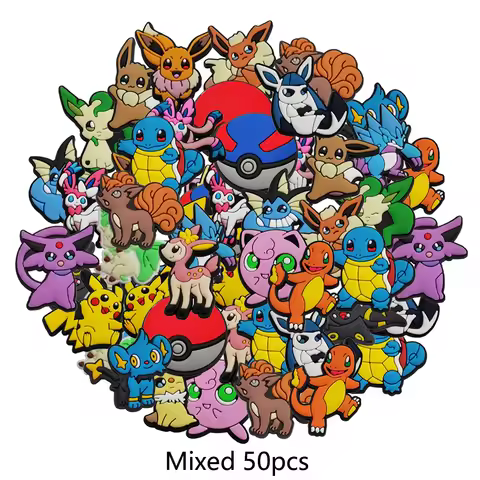 23-100pcs Pokemon series Shoe Charms Cartoon Shoes Accessories Fit Clogs sandal Garden Shoe Decorati