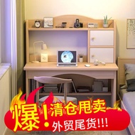 table💘&amp;Rental House Rental Home Desk Bookshelf Integrated Table Student Study Table and Chair Combination Bedroom Office