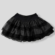 Black and White Gingham Laced Sukapan-esque Mini Skirt | 90s Y2K Lolita Himekaji Liz Lisa