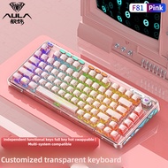 AULA F81 Wireless Bluetooth Three Mode Transparent Mechanical Keyboard Customization 75% Matching Ho
