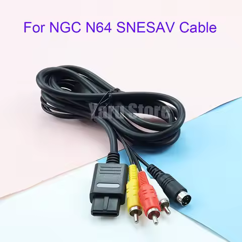 Yaru Store 1PC N64 Controller Cable, compatible with NGC N64 SNESAV Cable, 1.8m, Audio/Video Cable