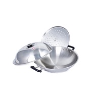 Zebra 5Ply Chinese Wok With Lid & Steaming Plate (42cm)