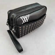 Korean Genuine ANEW Golf Handbag Pu Waterproof Nail Bag Double-pull Large-capacity Fashion Rivet Bag