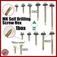[Box]MK Self Drilling Screw Hex With Screw Washer&Without Washer Hex Screw Skru Besi Kayu Washer/DS-