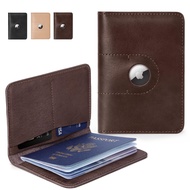 Genuine Leather Passport Holder Women Men, Passport Wallets with Airtag Slot, Travel Must Haves Airp