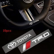 For Toyota TRD RAV4 Avensis Chr 10pcs Car Interior Center Console Stickers Auto Door Handle Decorative Decal Accessories