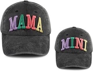 2PCS Mama and Mini Hats for Women Girls, Funny Adjustable Embroidered Cotton 3D Mom Daughter Basebal