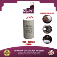 MOTOR RUN SH CAPACITOR 11UF CBB60 450VAC, WIRE LEAD CYLINDER WHITE, BEST FOR WASHING MACHINE / DRYER