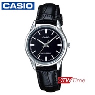 Casio นาฬิกาข้อมือผู้หญิง สายหนัง รุ่น LTP-V005L-1AUDF (หน้าดำ)