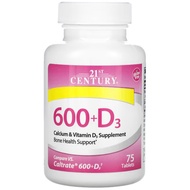 21st CENTURY 600 + D3 CALCIUM VITAMIN D3 SUPPLEMENT BONE HEALTH SUPPORT