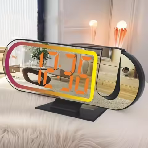 Large Screen Projection Alarm Clock Colorful Projection Temperature LED Projection Clock Intelligent