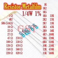 50Pcs Metalfilm Resistor 1% 1/4W 1 ohm 4R7 4.7R 5R6 5.6r 10 22 27 47 100 120 150 220 270 330 470 560