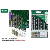 Hitachi 9pcs Metal/ Masonry/ Wood 5, 6, 8mm Mixed Drill Bit Set