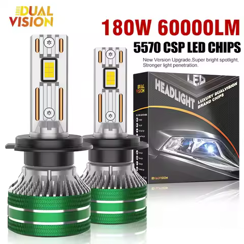 Dualvision 180W K5C PLUS H7 H11 H1 H4 H3 Led Headlight Bulb 6000K LED HB3 HB4 9012 Double Copper Tub