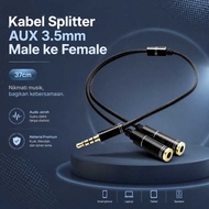Overfly 3.5mm Male to Female AUX Splitter Cable Headphone Mic 37cm - AV114