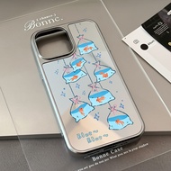 case for iphone xr 11 12 13 14 15 16 pro max plus air back cover blue pocket fish pattern mirror pat