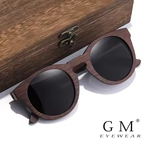 GM Oval Sunglasses 100% Wood Polarized Sunglasses Men Women Fashion Glasses UV400 Protection Eyewear