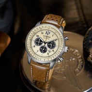 CITIZEN 星辰 Eco-Drive 光動能 Chronograph CA4500 系列 100M 防水 卡其色面 啡色皮帶 CA4500-16X