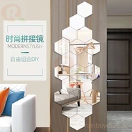 Wall Hanging Mirror Self-Adhesive Hexagonal Acrylic Bathroom Mirror Stickers Home Decoration Light L