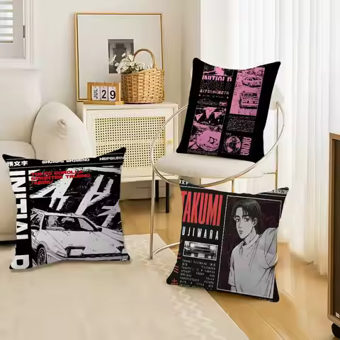 Anime Initial D Decorative Room Aesthetics Pillow Case Home Decor Bedroom Sofa Bed Couch Pillow Cove