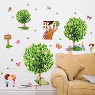 Decal painting of 3 gradually green trees