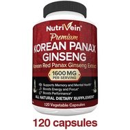 Pure Korean Red Ginseng 1600 mg - 120 Vegetarian Capsules - High Potency 5% Ginsenosides - Ginseng Root Extract Powder Provides Energy Strength Vitality &amp; Focus For Men &amp; Women