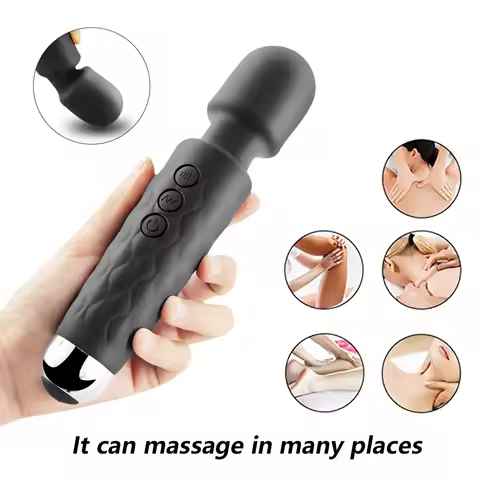 Powerful Magic Wand AV Vibrator - USB Rechargeable Clitoral G-Spot Stimulator, Silicone Vaginal Dild