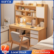 Sofya Computer Study Table With Book Shelf Study Table With Storage Rack Drawer  Cabinet Modern Office Home meja belajar komputer murah  学习桌 电脑桌