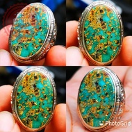 Batu Cincin Natural Batu Akik Pirus Persia Urat Emas Kuno Jaminan Asli 100% Semua Lab