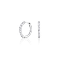 Glintz Ultra Basic Refined Huggies Earrings 1.4cm ต่างหูห่วงเงินแท้ ฝังด้วยเพชร cubic zirconia