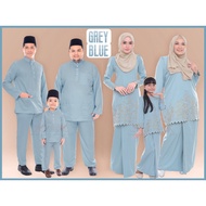 Baju Raya Sedondon Color Grey Blue Baju Kurung, Kurta Dan Baju Melayu Raya 2025 (Ready Stock)