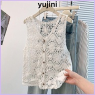 YUJINI Hollow-out Cardigan, Boho Hollow-out Pattern Crochet Vest, Versatile Loose Fit Layered Design