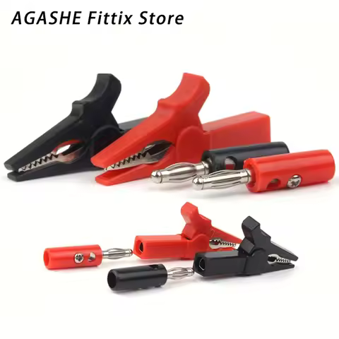 4pcs/set Battery Test Clips, 55mm High-Voltage Alligator Clips, Multimeter Probe Wires with 4mmBanan