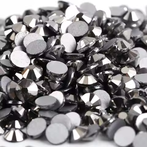 Black Hematite 3D Nail Art ss3 ss4 ss5 ss6 ss8 ss10 ss12 ss16 ss20 ss30 ss34 Glass/Crystal Nails Non