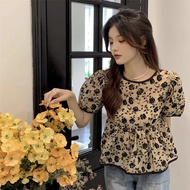 W682 Women's Short-Sleeved Shirt Puff Sleeves Slim Fit Suitable For Wearing In Summer